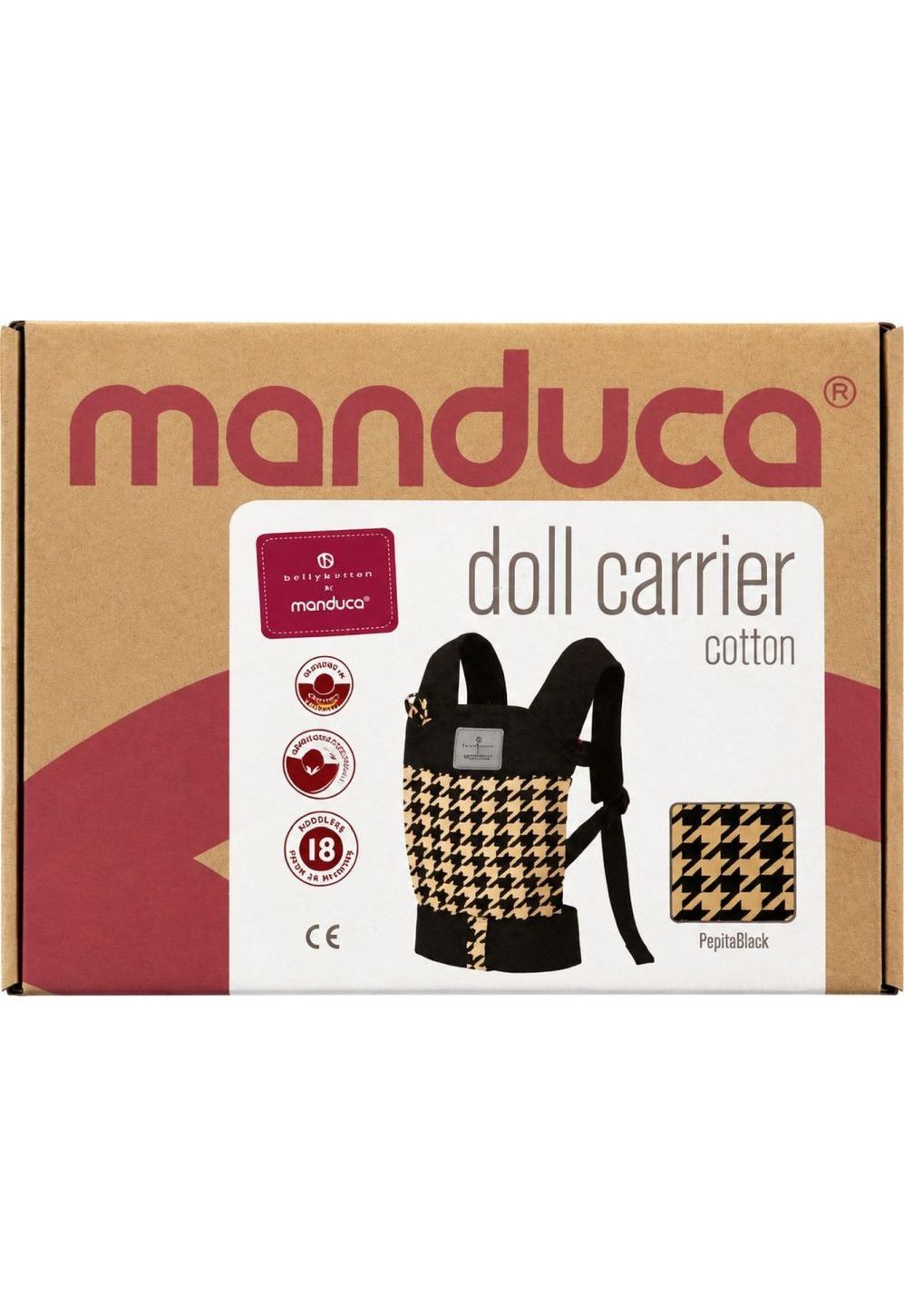 bellybutton by Manduca Doll Carrier Puppentrage Pepita black detail